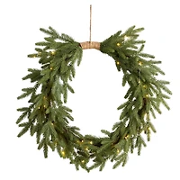 24" Pre-Lit Holiday Christmas Cascading Pine Wreath