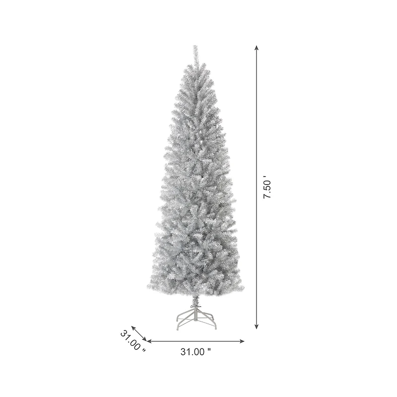 7.5ft. Unlit Silver Tinsel Artificial Christmas Tree
