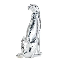 23" Silver Eclectic Leopard Sculpture