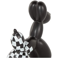 Black Checkered Ceramic Balloon Dog Sculpture Set