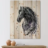 Designart - Portrait of Friesian Horse With Long Manes