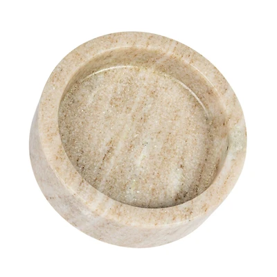 Hello Honey® 5" Beige Round Marble Dish & Bottle Holder