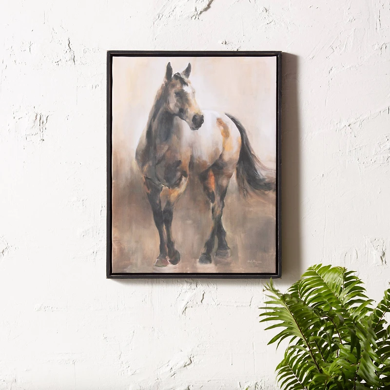 18.25" x 24" Framed Horse Canvas Art
