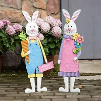 Glitzhome® Easter Bunny Boy and Girl Metal Décor, 2ct.