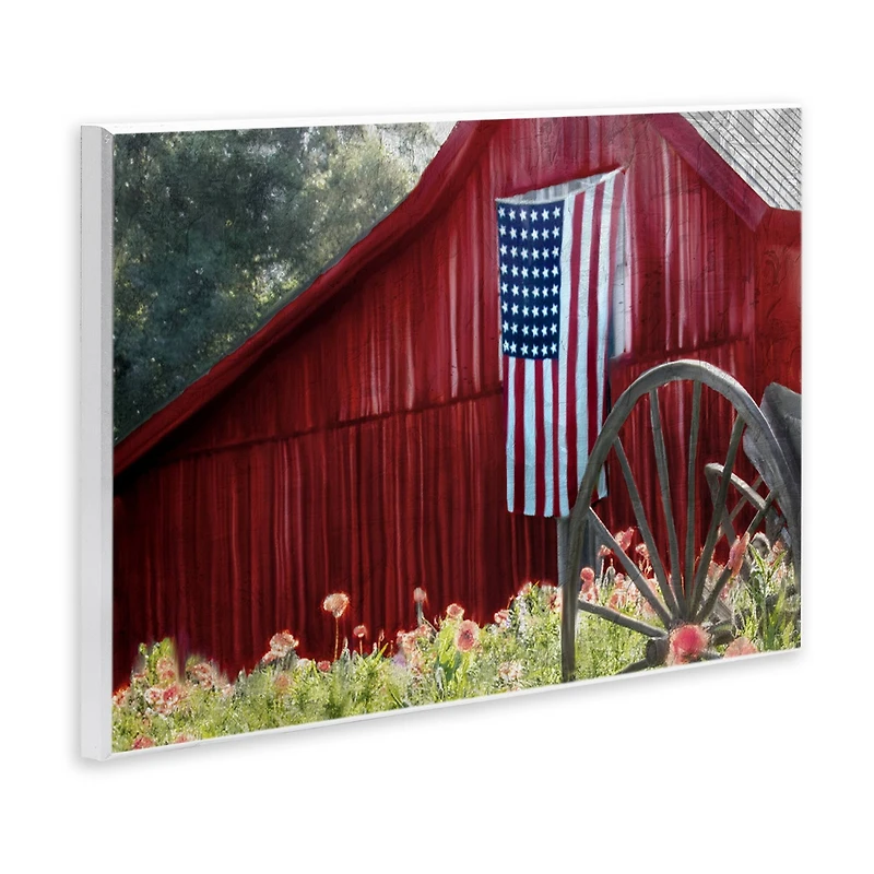 Stupell Industries Red Barn with American Flag Wall Plaque Art