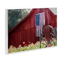 Stupell Industries Red Barn with American Flag Wall Plaque Art
