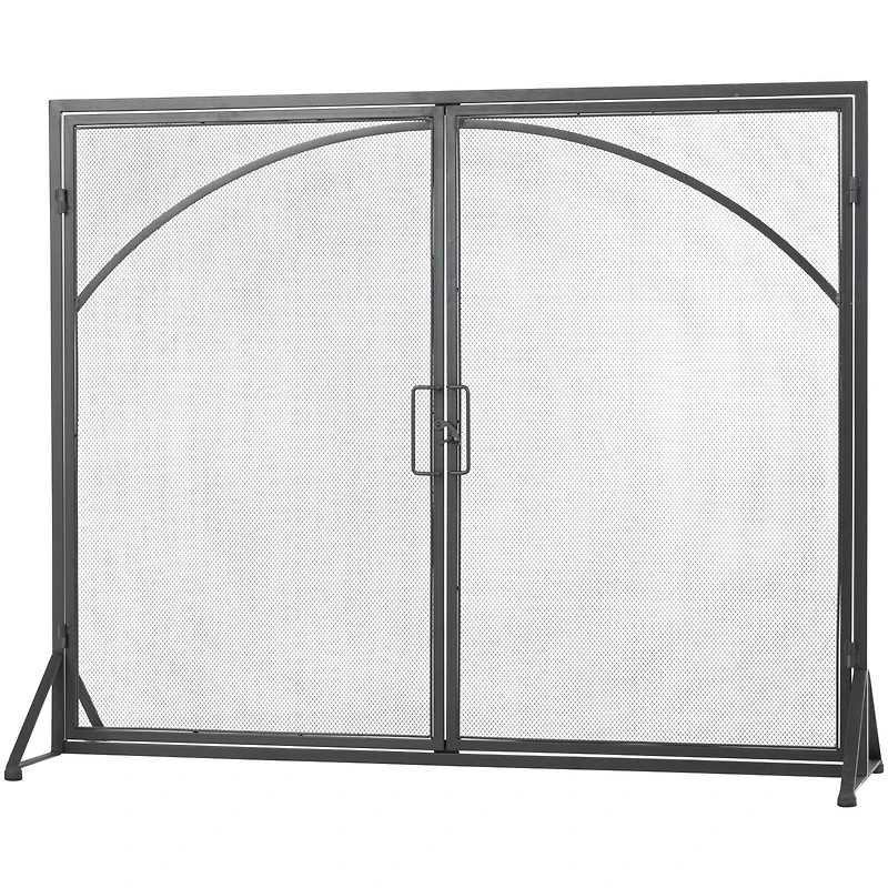 39" Black Metal Minimalistic Single Panel Fireplace Screen