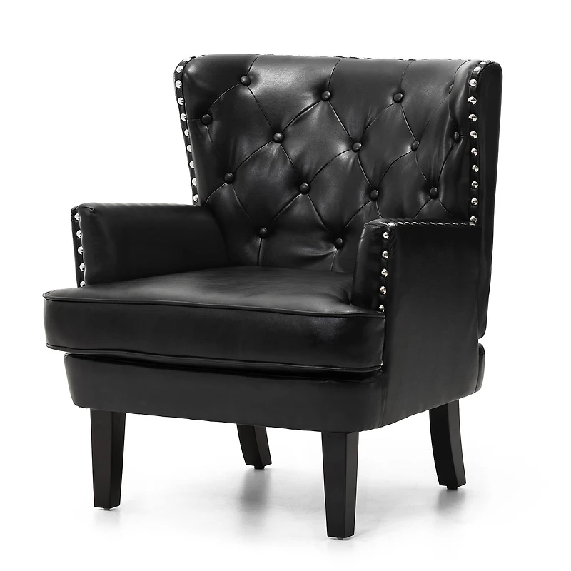 Glitzhome® Modern Leatherette Button-Tufted Accent Armchair