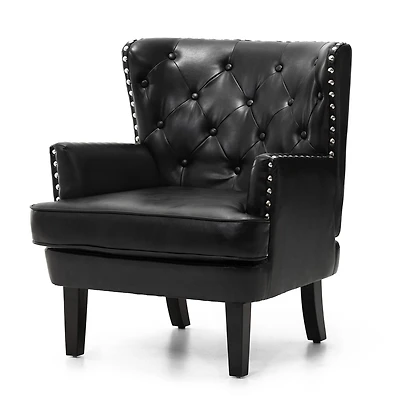 Glitzhome® Modern Leatherette Button-Tufted Accent Armchair