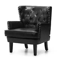 Glitzhome® Modern Leatherette Button-Tufted Accent Armchair