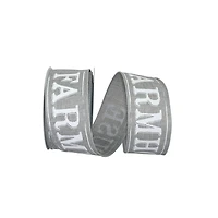 JAM Paper 2.5" x 10yd. Gray Farmhouse Words Wired Ribbon