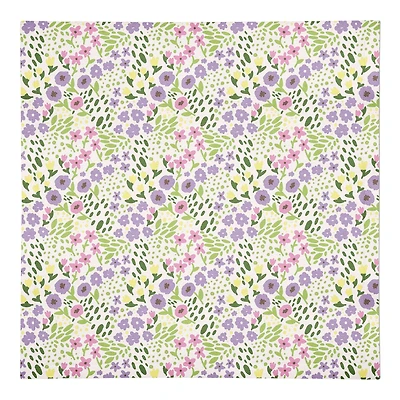Whimsical Spring Floral Napkin 10" x 10" Cotton Twill Napkin