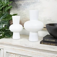 White Glass Trumpet Vase Set