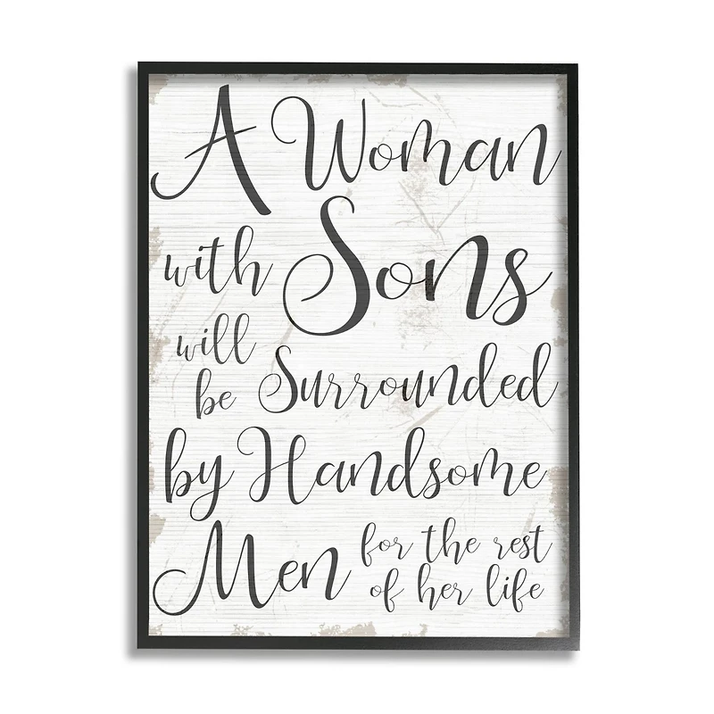 Stupell Industries Handsome Sons Home Family Inspirational Word Textured Design Framed Wall Art