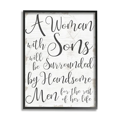 Stupell Industries Handsome Sons Home Family Inspirational Word Textured Design Framed Wall Art
