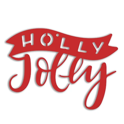 4" Holly Jolly Typography Metal Ornament