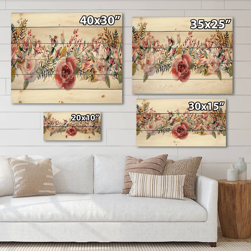 Designart - Pink Roses and Wildflower