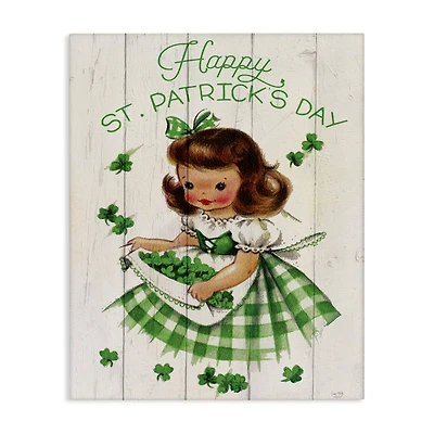 Stupell Industries Vintage St. Patrick's Day Girl Canvas Wall Art