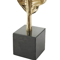 30.5" Gold Aluminum Leaf Standing Sculpture with Black Marble Base