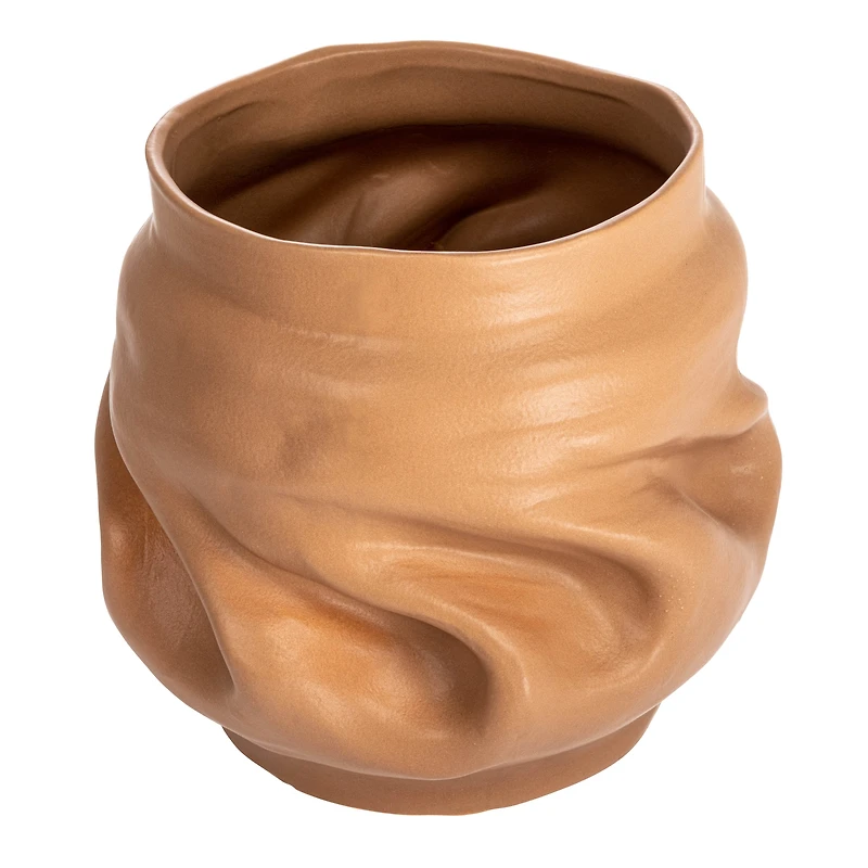 Hello Honey® 10" Brown Organically Shaped Stoneware Pinched Planter