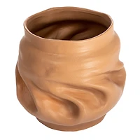 Hello Honey® 10" Brown Organically Shaped Stoneware Pinched Planter