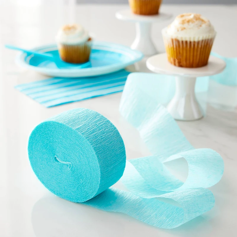 12 Pack: 81ft. Teal Crepe Streamer by Celebrate It™