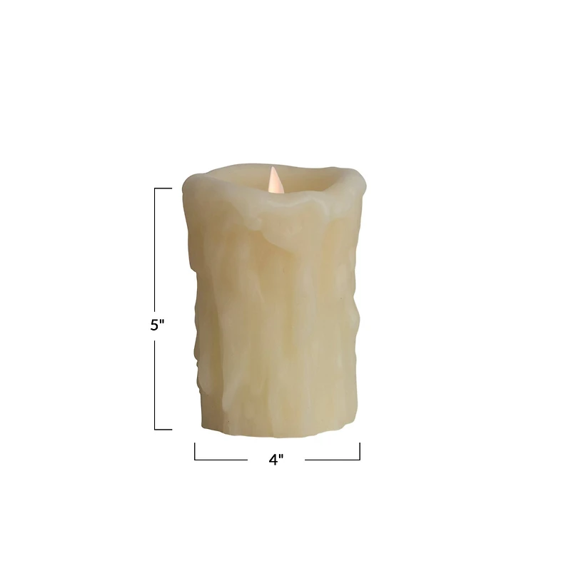 Hello Honey® 5" Ivory Pillar LED Candle with Embossed Faux Melted Wax