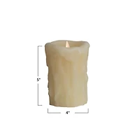 Hello Honey® 5" Ivory Pillar LED Candle with Embossed Faux Melted Wax
