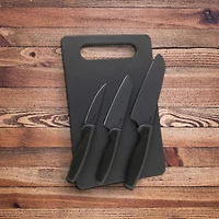 Oster Slice Craft 4-Piece Black Cutlery Knife Set with Cutting Board