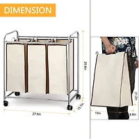 NEX™ 30" Chrome Removable 3-Bag Laundry Sorter