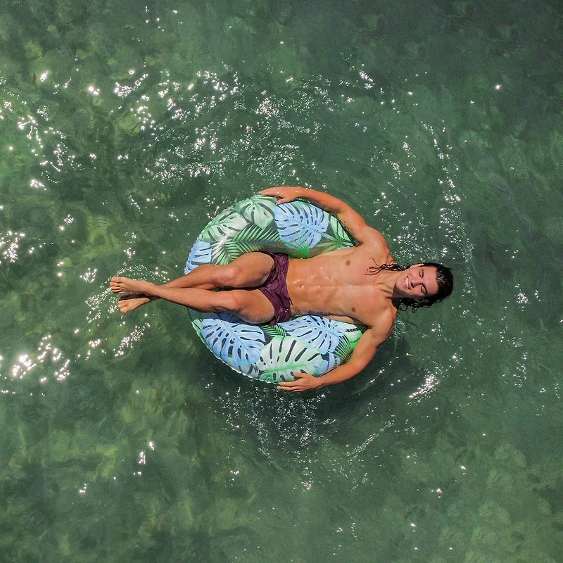 PoolCandy Resort Collection Jumbo Pool Tube with Palm Print