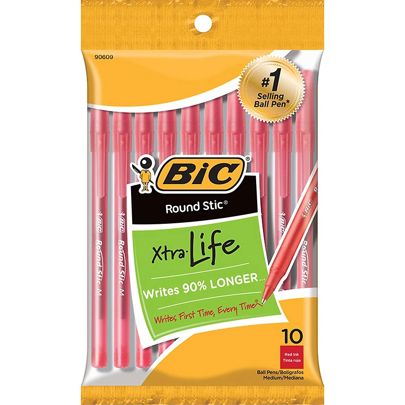 BIC® Round Stic® Xtra Life Medium Point Ballpoint Pen, 6 Packs of 10