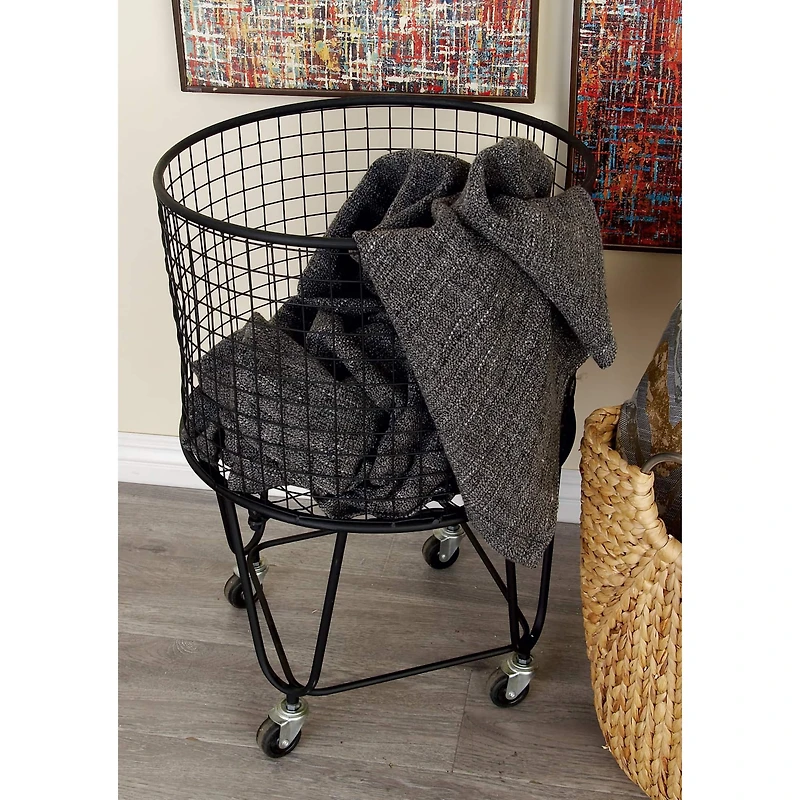 CosmoLiving by Cosmopolitan 24" Black Industrial Metal Storage Cart
