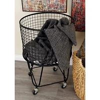 CosmoLiving by Cosmopolitan 24" Black Industrial Metal Storage Cart