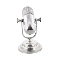 Silver Aluminum Traditional Sculpture, Microphone 9" x 9" x 6"