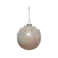 4.75" Iridescent White Glass Ball Ornament with Pearls by Ashland®
