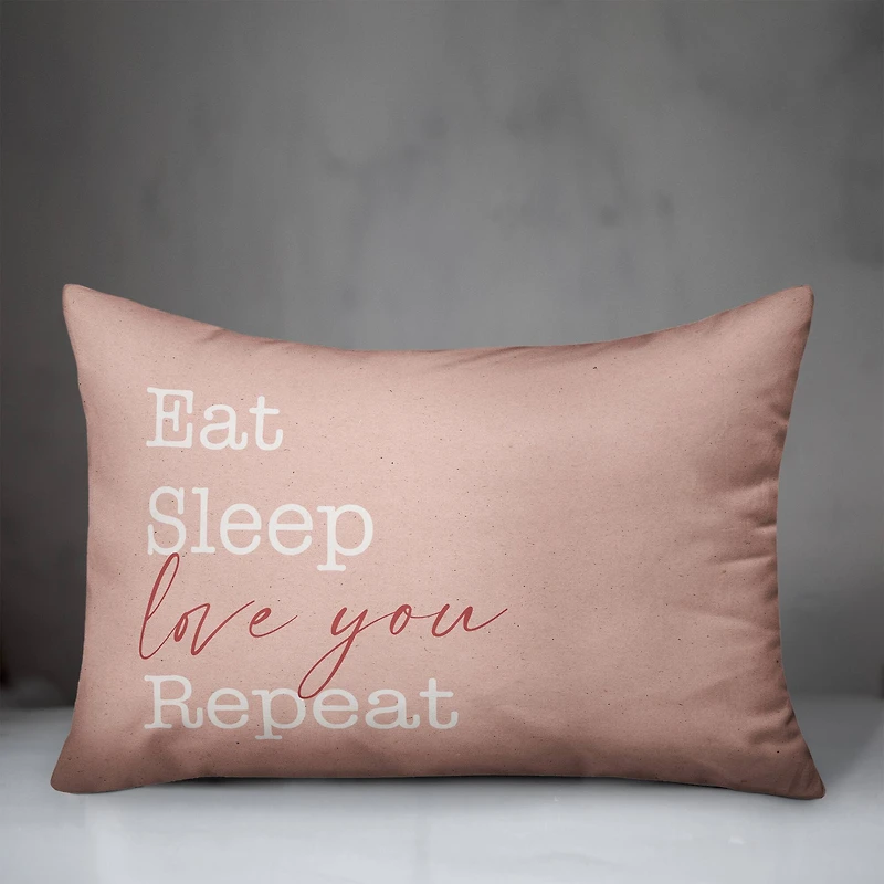 Eat Sleep Love Throw Pillow, 14" x 20"