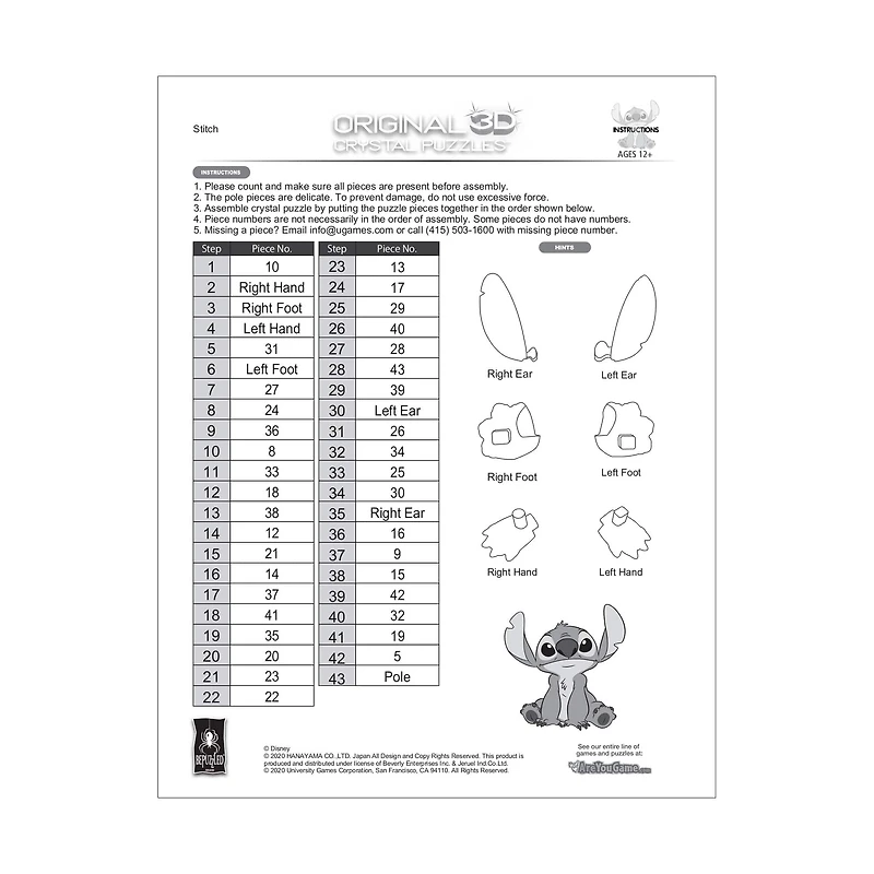 3D Crystal Puzzle - Disney Stitch (Pink): 43 Pcs