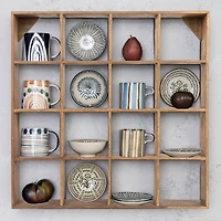 Hello Honey® 28" Square Walnut Finish Reclaimed Wood Shelf with 16 Compartments