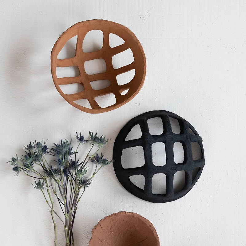 Hello Honey® 13" Black Handmade Paper Mache Basket