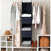 Household Essentials 7.5" Denim Blue Collapsible Cotton Blend Cube Storage Drawer, 2ct.