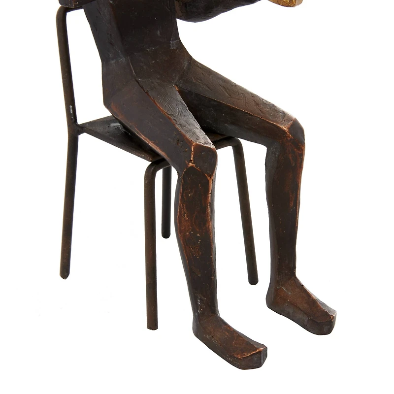 Brown Polystone Modern Musician Sculpture Set