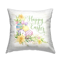 Stupell Industries Happy Easter Pastel Eggs Outdoor Printed Pillow