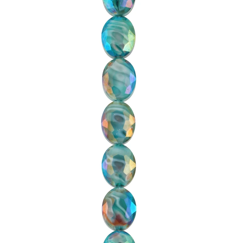 Aqua Faceted Glass Oval Beads, 15.5mm by Bead Landing™