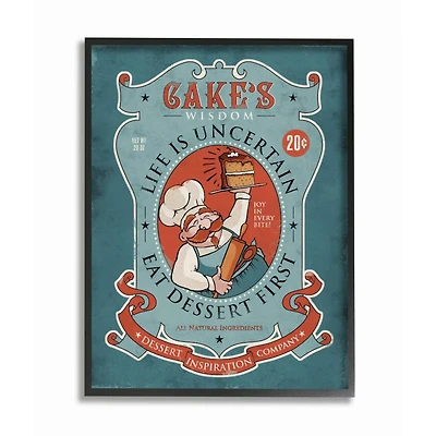 Stupell Industries Cake Wisdom Funny Black Framed Wall Art