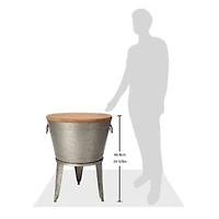 Glitzhome® 26" Galvanized Beverage Tub Accent Table