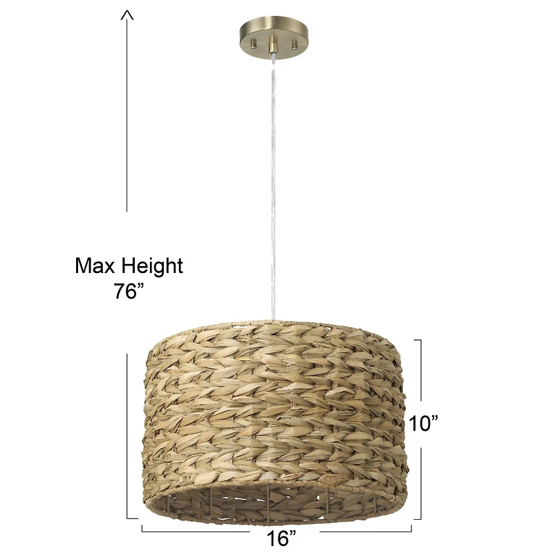 Hello Honey® Bella Natural Metal & Handwoven Wicker Drum Ceiling Light