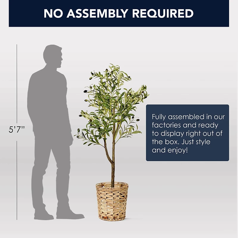 American Art Decor 4ft. Olive Tree in Woven Basket