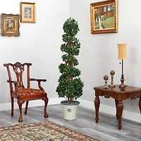 5.6ft. English Ivy Spiral Topiary in Decorative Planter
