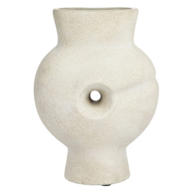 Hello Honey® Bloomingville 9" Tan Modern Terra Cotta Vase with Cut Out Detail